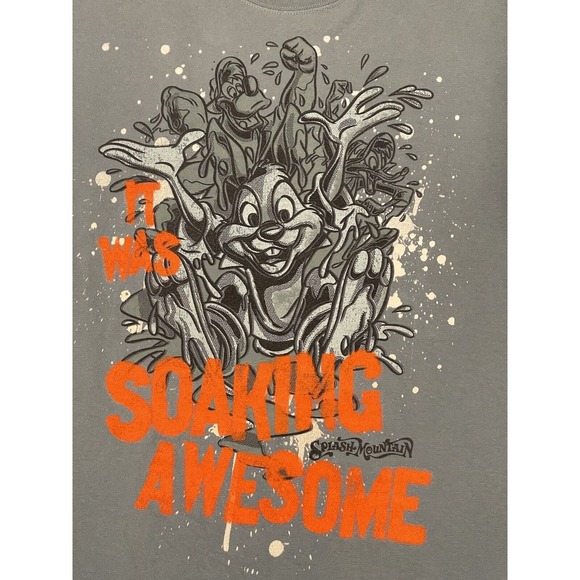 Vintage Disney Splash Mountain IT WAS SOAKING AWESOME T-Shirt Sz L VERY RARE - Picture 2 of 5